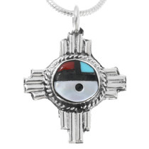 Sterling Silver Zia Symbol Zuni Sunface Pendant 46167