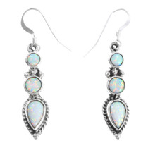 Navajo Sterling Silver Opal Drop Earrings 46170