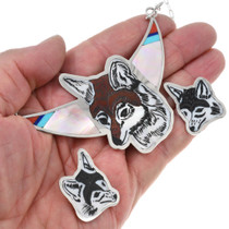 Detailed Fox Necklace Matching Earrings Dale Edaakie Animal Inlay 46174