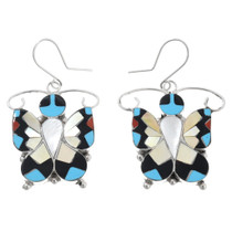 Zuni Inlay Turquoise Butterfly Earrings 46212