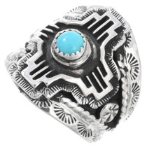 Turquoise Sterling Silver Zia Symbol Ring 46214