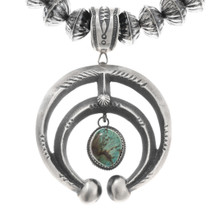 Spiderweb Turquoise Sterling Silver Naja Pendant Bench Bead Necklace