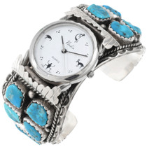 Vintage Kingman Turquoise Nugget Sterling Silver Mens Watch 46255