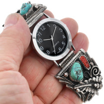 Sterling Silver Vintage Turquoise Nugget Navajo Watch 46259