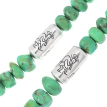 Sterling Silver Kokopelli Barrel Beads Turquoise Beaded  46282