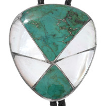 Green Turquoise Mother of Pearl Inlay Bolo Tie 46284