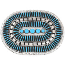 Vintage Native American Needlepoint Turquoise Belt Buckle 46293