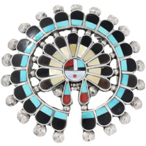 Old Pawn Inlaid Zuni Sunface Belt Buckle 46296