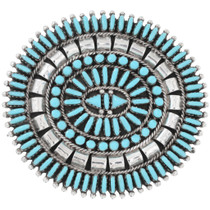 Vintage Native American Needlepoint Turquoise Belt Buckle 46301