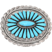 Vintage Native American Hand Carved Turquoise Belt Buckle