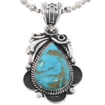 Navajo Sterling Silver Teardrop Turquoise Pendant 46330