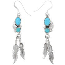 Sterling Silver Turquoise Feather Earrings 46331