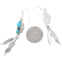 Navajo Southwest Silver Feather Turquoise Earrings 46331