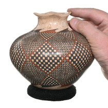 Hand Painted Checkered Pattern Traditional Mata Ortiz Pottery 46338