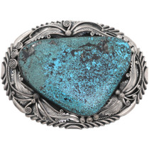 Large Turquoise Nugget Vintage Navajo Sterling Silver Belt Buckle 46358