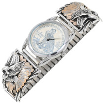 Gold Sterling Silver Navajo Eagle Watch 46374