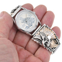 Native American Sterling Silver Eagle Watch Gold Accents 46374