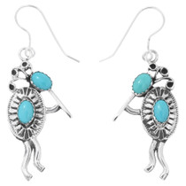Native American Sterling Silver Turquoise Kokopelli Earrings 46384