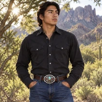 Southwest Heavy Gauge Solid Sterling Silver Navajo Belt Buckle 46388
