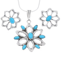 Sterling Silver Turquoise Flower Pendant 46391