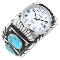 Sterling Vintage Sleeping Beauty Turquoise Heavy Watch Cuff 0697