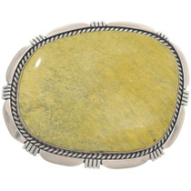 Vintage Navajo Green Turquoise Silver Belt Buckle 46401