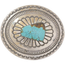 Vintage Turquoise  Silver Belt Buckle Navajo 46408