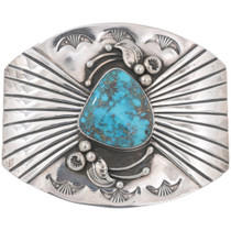 Vintage Turquoise Silver Belt Buckle Southwest 46412