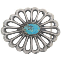 Vintage Turquoise Silver Belt Buckle 46413