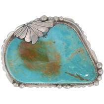 Vintage Navajo Turquoise Silver Belt Buckle 46419