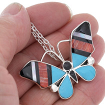 Spiny Oyster Turquoise Butterfly Zuni Pendant Brooch Pin Combo 46423