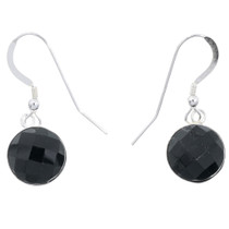Native American Faceted Onyx French Hook Earrings 46436
