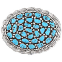 Vintage Navajo Kingman Turquoise Belt Buckle 46462