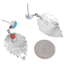 Fancy Sterling Silver Leaf Design Navajo Earrings Artist Genevieve Francisco 46504