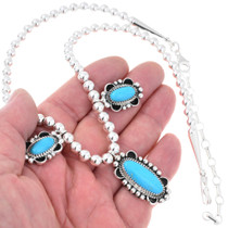 Navajo Blue Turquoise Sterling Silver Necklace Earrings Combo 46511