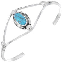 Navajo Blue Turquoise Sterling Silver Cuff Bracelet 46560