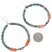 Sterling Silver Desert Pearl Spiny Oyster Turquoise Earrings 47453