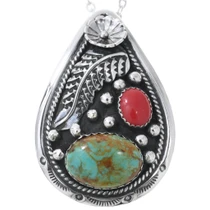 Sterling Patagonia Turquoise Coral Teardrop Pendant 47948