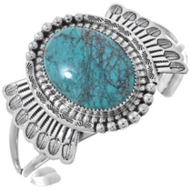 Sterling Silver Navajo Spiderweb Turquoise Bracelet 47958