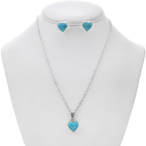Sweet Heart Sleeping Beauty Turquoise Sterling Silver Pendant Set 47969