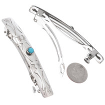 Native American Turquoise Hair Accessory Set of 2 Barrette Clips 48145