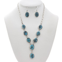 Navajo Sterling Silver Kingman Turquoise Necklace 48168
