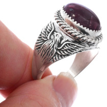 Navajo Eagle Design Sterling Silver Ruby Ring 48207