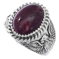 Sterling Silver Red Ruby Native American Eagle Ring 48207