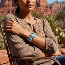 Real Turquoise Southwest Cuff Bracelet Made in USA 48212