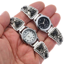 Navajo Sterling Silver Onyx Watch Choice of Timepiece White or Black 48241