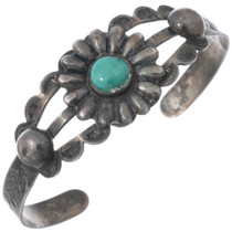 Vintage 1940s Green Turquoise Cuff Bracelet 48256