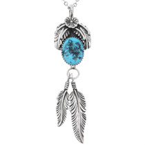 Kingman Turquoise Nugget Sterling Silver Feather Pendant 48257