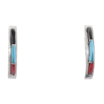 Sterling Silver Zuni Multi Stone Inlay Earrings 48272