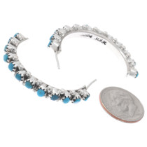 Authentic Zuni Turquoise Half Hoop Post Earrings Artist Murray Hannaweeka Signed 48288